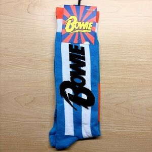 David Bowie Logo Blue & White Stripe Casual Socks